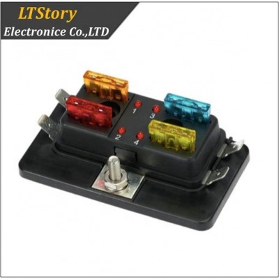 Blade Fuse Block Box Holder 4 Way With Led Indicator