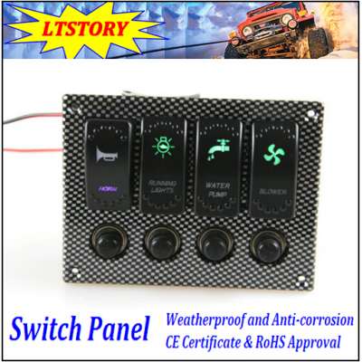 New Car Boat Marine LED Rocker Switch Panel 4Gang