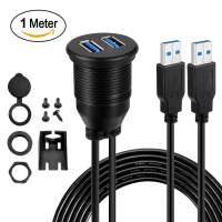 Dual USB3.0 2.0 Male to Female Dash Mount  Extension cable