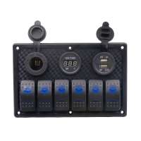 Excellent 6 Gang 12V 24V Aluminum LED Rocker Switch Panel With Circuit Breakers