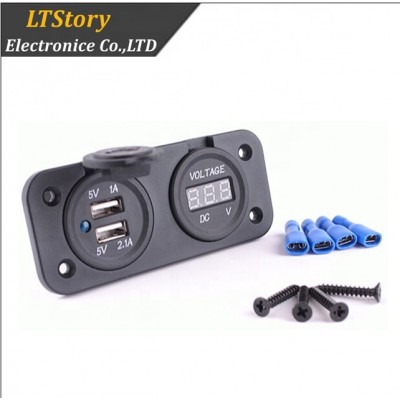 12V Waterproof Dual USB Port Charger Socket Outlet 1A 2.1A