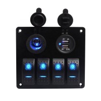 Marine Boat Rocker Switch Panel 4 Gang With Double USB