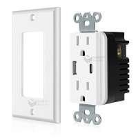 Wall GFCI outlet with USB socket